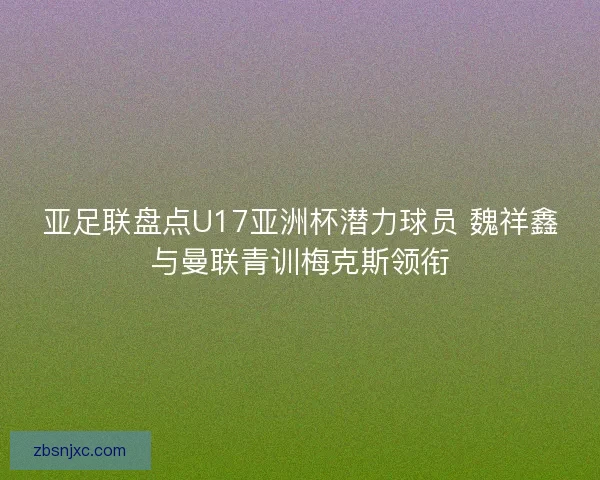 亚足联盘点U17亚洲杯潜力球员 魏祥鑫与曼联青训梅克斯领衔