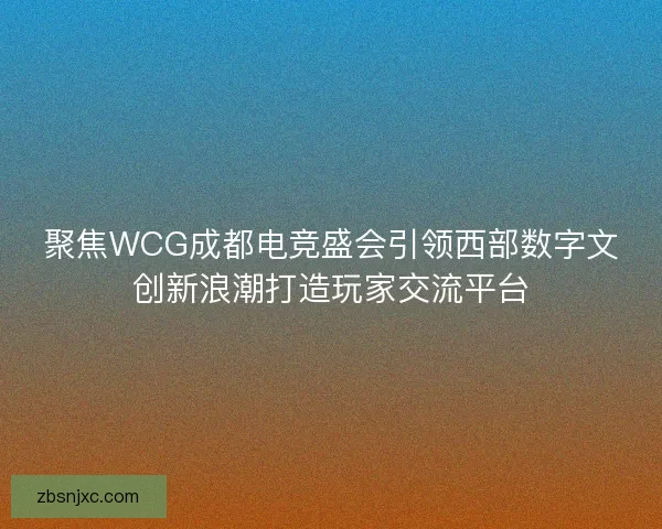 聚焦WCG成都电竞盛会引领西部数字文创新浪潮打造玩家交流平台