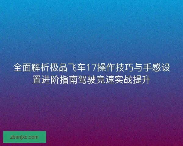 全面解析极品飞车17操作技巧与手感设置进阶指南驾驶竞速实战提升